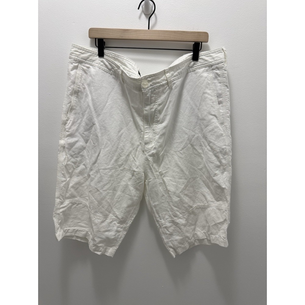 Sean John Men's White Linen Cotton Cargo Chino Shorts Size 40 Casual‎ Summer